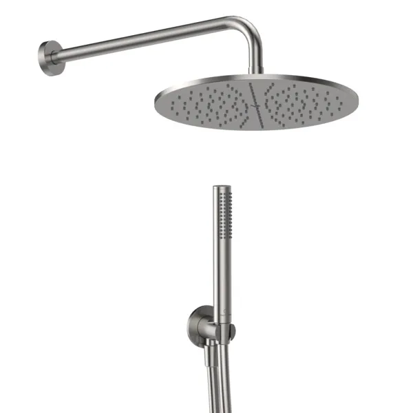 Ideal Standard Armaturen-Paket Idealrain Silver Storm, Wandanschluss, Kopfbrause, Stabhandbrause, Wandanschlussbogen Unterputz