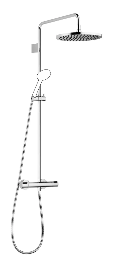 Dornbracht Showerpipe mit Brause-Thermostat, SERIENSPEZIFISCH Chrom, 300 mm, Höhe 982–1146 mm, Ausladung 454 mm