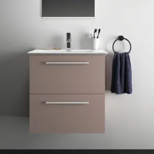 Möbelpaket i.life A mit Waschtisch 60cm und Unterschrank mit chrom Griff mattWeiß