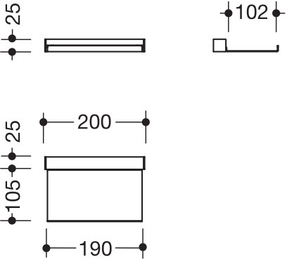 HEWI Ablage pulverbeschichtet in 20 × 2,5 × 13 cm