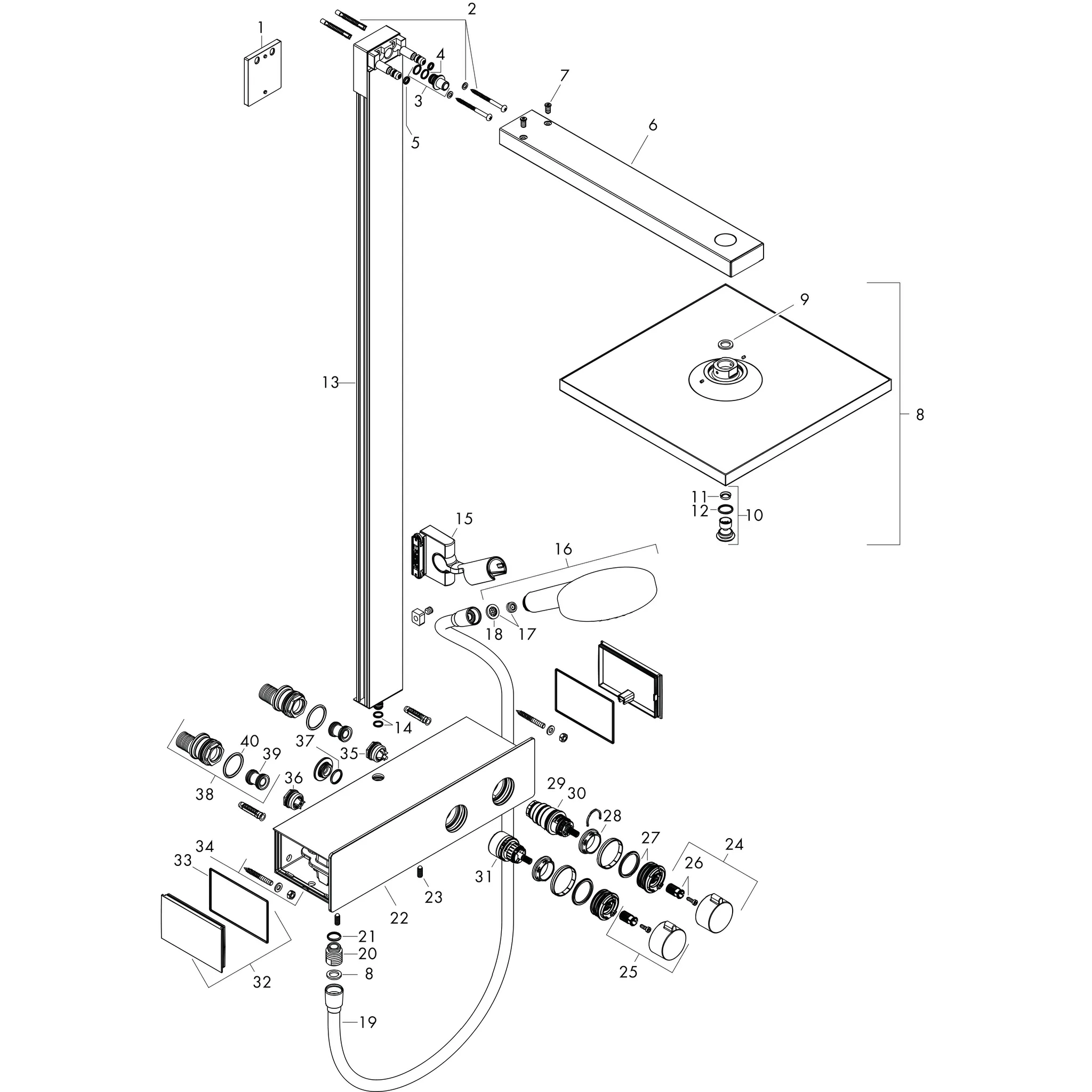 Showerpipe Raindance E 300 1jet 350 ST EcoSmart 9 l/min chrom Showerpipe Raindance E 300 1jet 350 ST EcoSmart 9 l/min chrom
