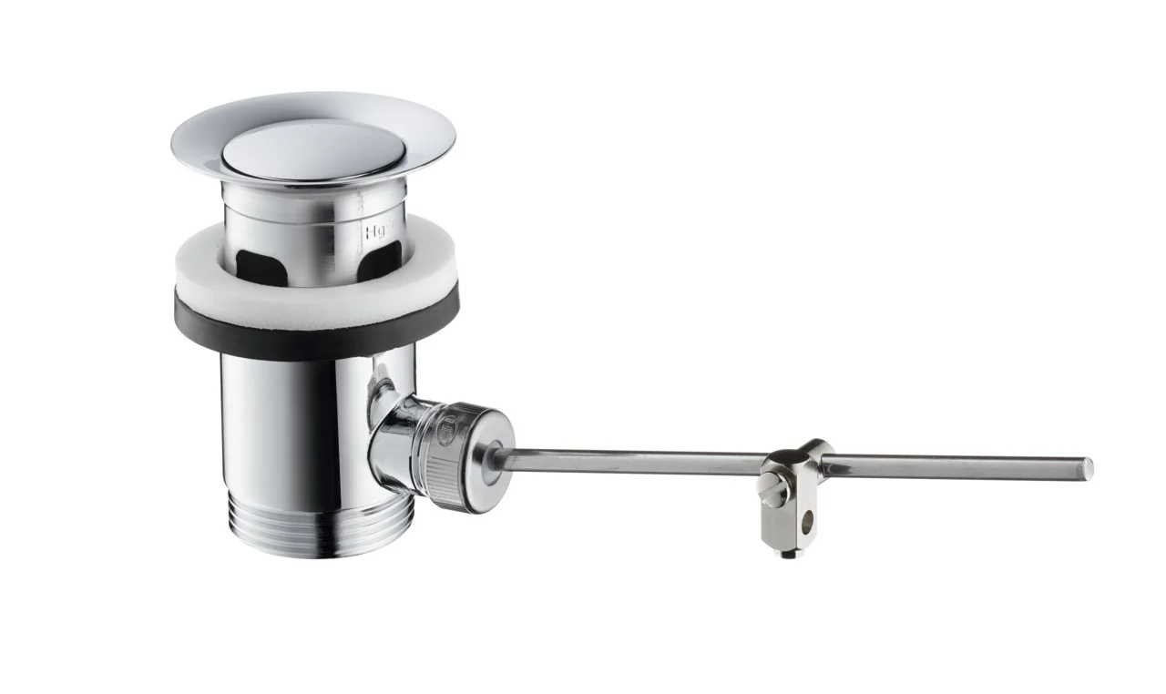 Hansgrohe Ablaufventil Chrom für Waschtisch- und Bidetmischer DN32 mit Zugstange, G 11/4, mit Überlauf