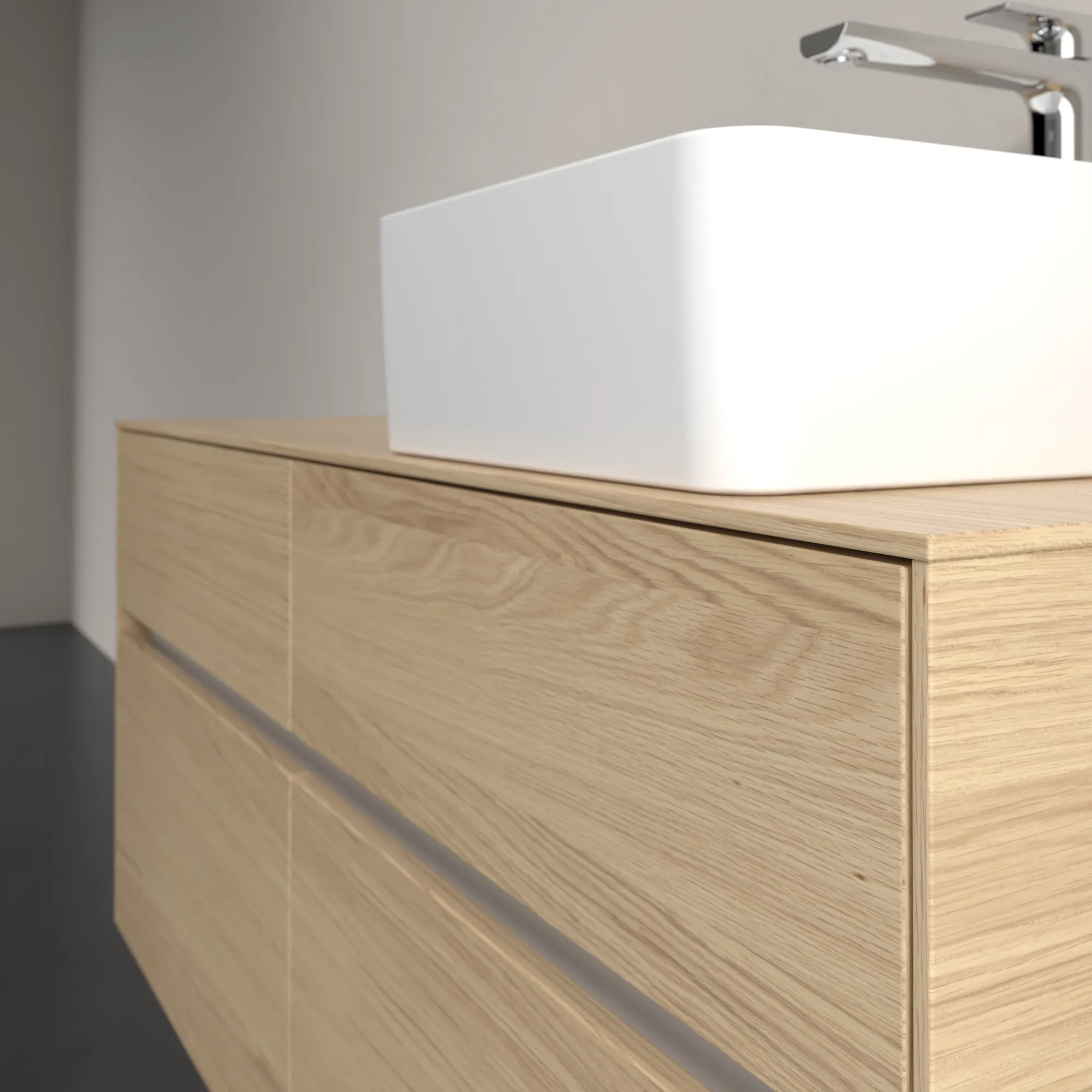 Villeroy & Boch Waschtischunterschrank „Collaro“ 1200 × 548 × 500 mm Nordic Oak, ohne Beleuchtung, für Becken rechts
