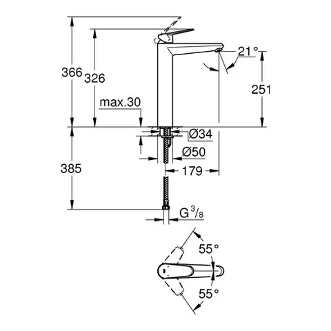 Einhand-Waschtischbatterie Eurodisc Cosmopolitan 23432, XL-Size, Einlochmontage, für freistehende Waschschüsseln, glatter Körper, chrom Einhand-Waschtischbatterie Eurodisc Cosmopolitan 23432, XL-Size, Einlochmontage, für freistehende Waschschüsseln, glatter Körper, chrom