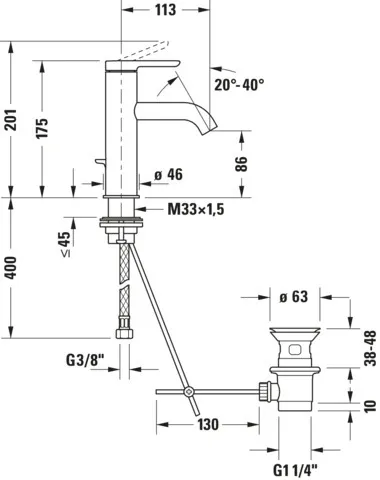 C.1 Einhebel-Waschtischmischer M FreshStart,MinusFlow,m.Zugstange C.1 Einhebel-Waschtischmischer M FreshStart,MinusFlow,m.Zugstange