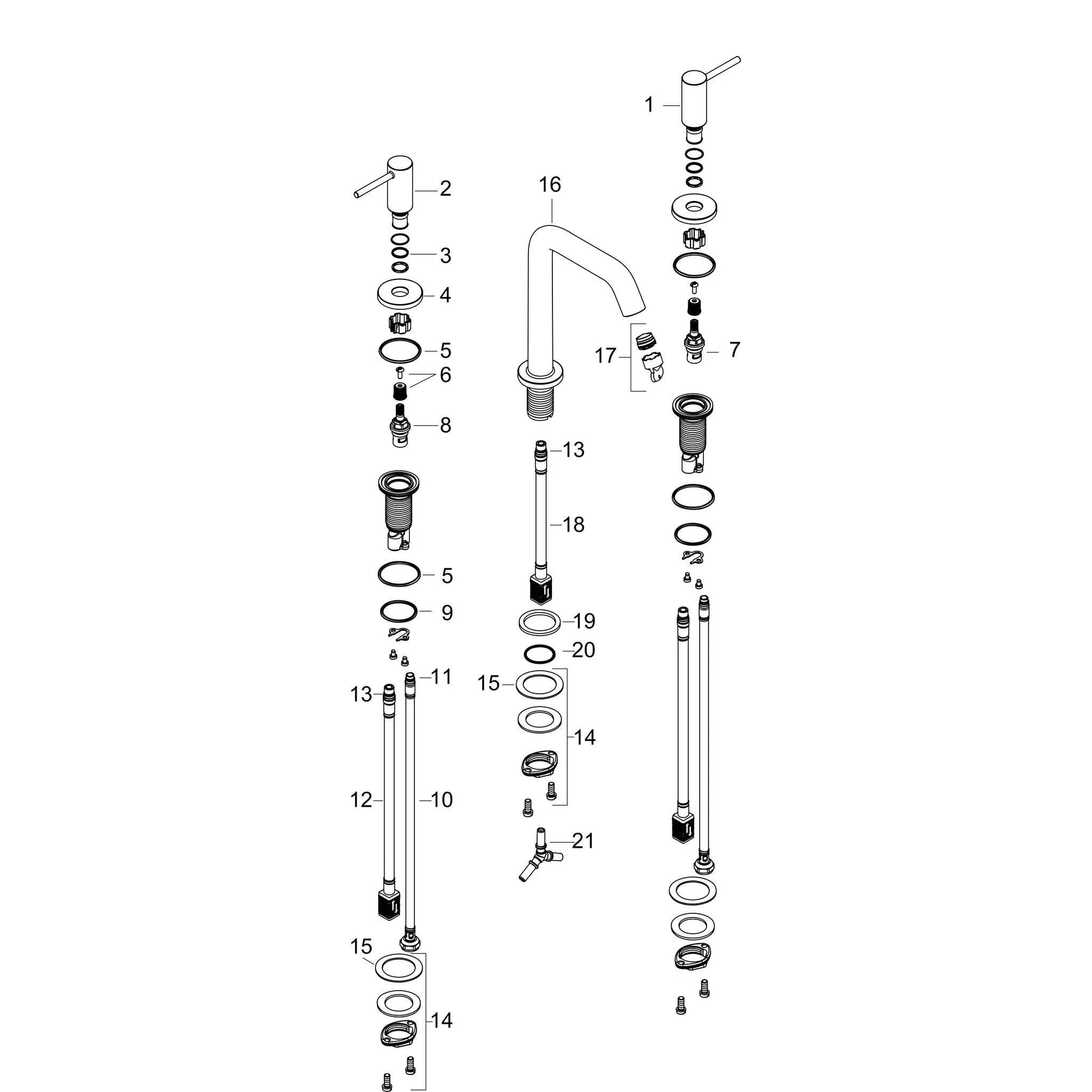 Tecturis S 3-Loch Waschtischarmatur 150 mit Push-Open Ablaufgarnitur Chrom
