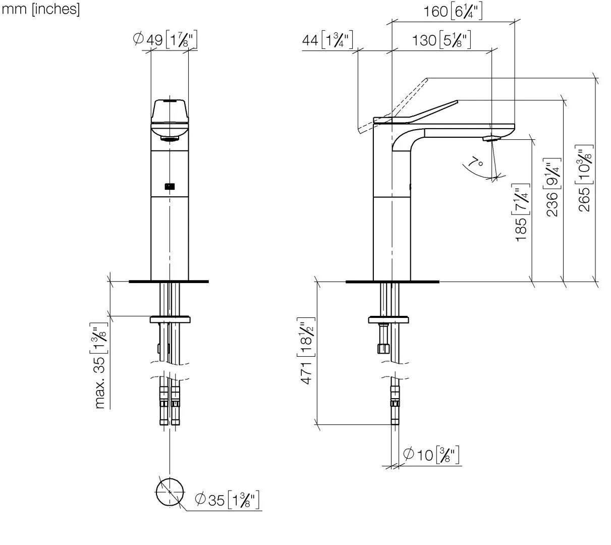 Waschtisch-Einhandbatterie mit erhöhtem Standfuß ohne Ablaufgarnitur LISSÉ Chrom 33526845 Waschtisch-Einhandbatterie mit erhöhtem Standfuß ohne Ablaufgarnitur LISSÉ Chrom 33526845