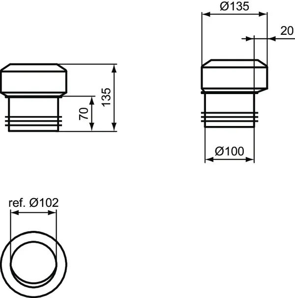 Ideal Standard WC-Anschlussstutzen T002867, Serienübergreifend, weiß, 20 mm Durchmesser Ideal Standard WC-Anschlussstutzen T002867, Serienübergreifend, weiß, 20 mm Durchmesser