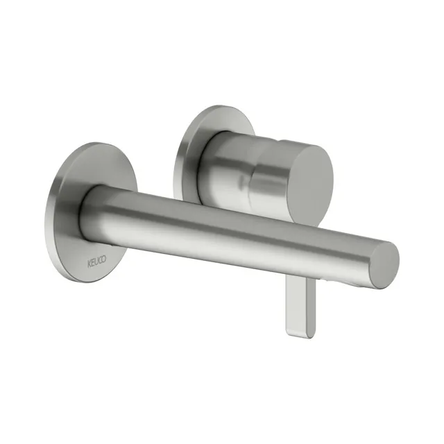 KEUCO EDITION 400 Einhebel-Waschtischmischer Unterputz 2 Loch Wandmontage Ausladung 165 mm Edelstahl-finish