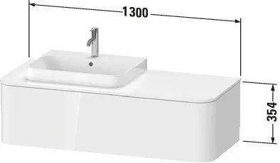 Duravit Waschtischunterschrank wandhängend „Happy D.2 Plus“ 130 × 35,4 × 55 cm Mediterrane Eiche, rechts