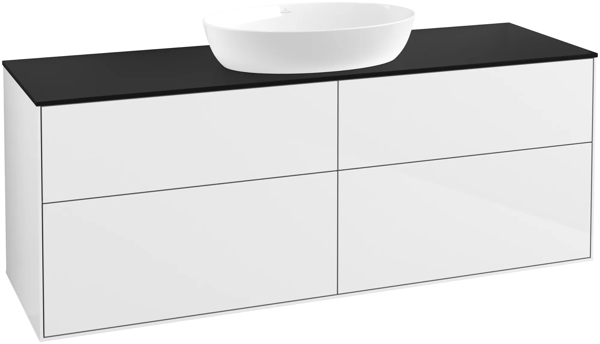 Villeroy & Boch Finion Waschbeckenunterschrank GA9 1600x603x501mm Glossy White Lacquer / Glass Black Matt