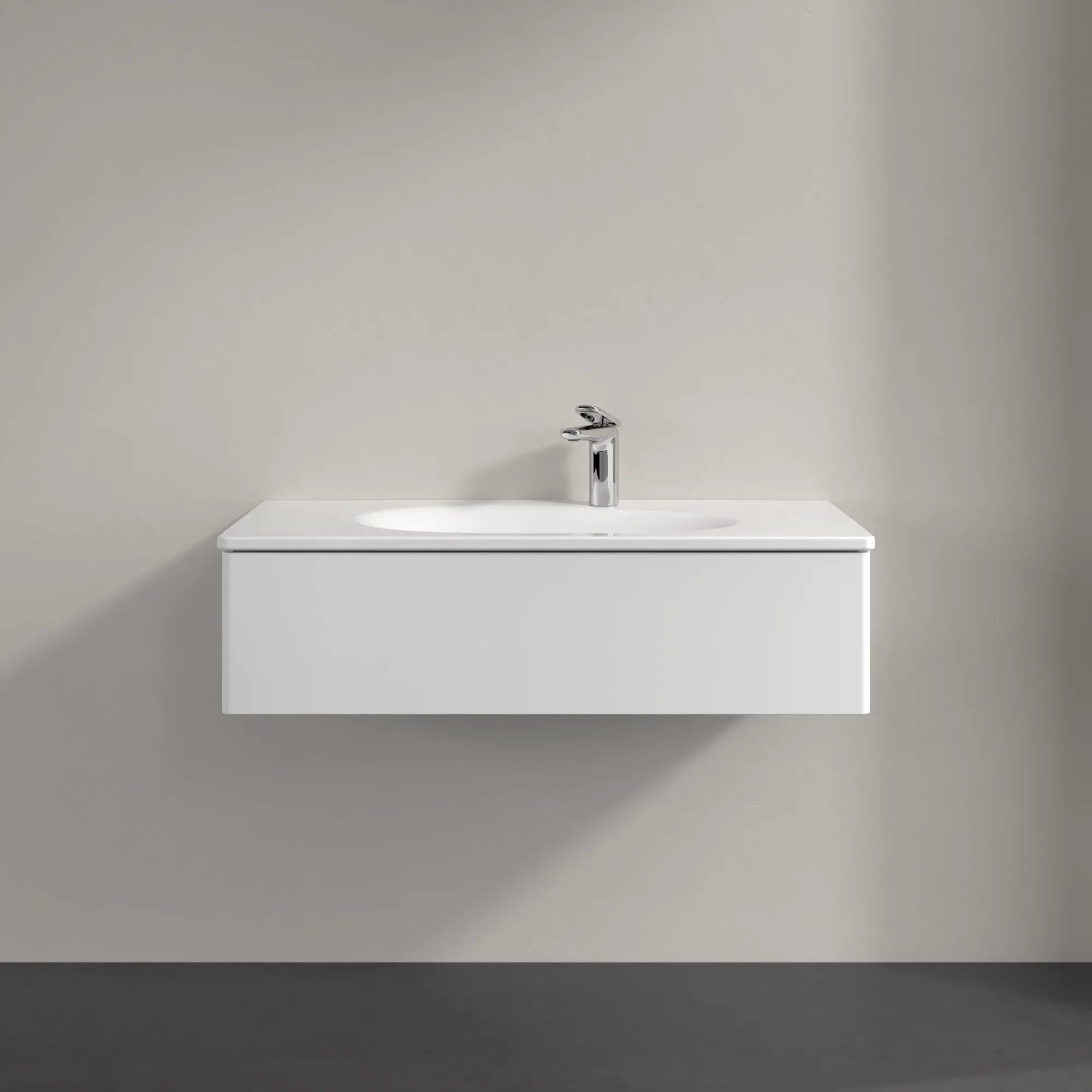 Villeroy & Boch Waschbeckenunterschrank Antao K02, 988x256x493 mm, White Matt Lacquer, 1 Auszug mit SoftClosing und Push-to-open, Wandmontage Villeroy & Boch Waschbeckenunterschrank Antao K02, 988x256x493 mm, White Matt Lacquer, 1 Auszug mit SoftClosing und Push-to-open, Wandmontage
