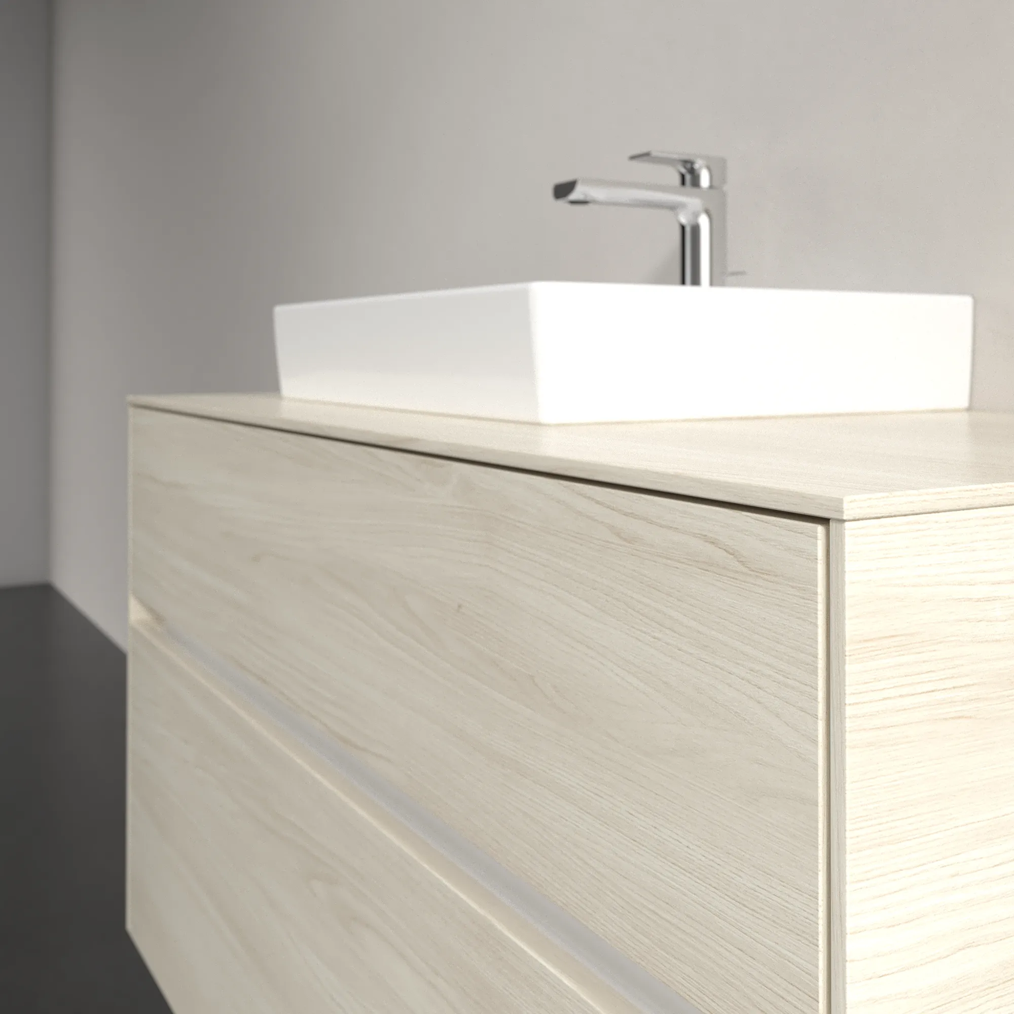 Villeroy & Boch Waschbeckenunterschrank Collaro C014B0, Eckig White Oak, 1000x548x500mm, mit Beleuchtung und SoftClosing