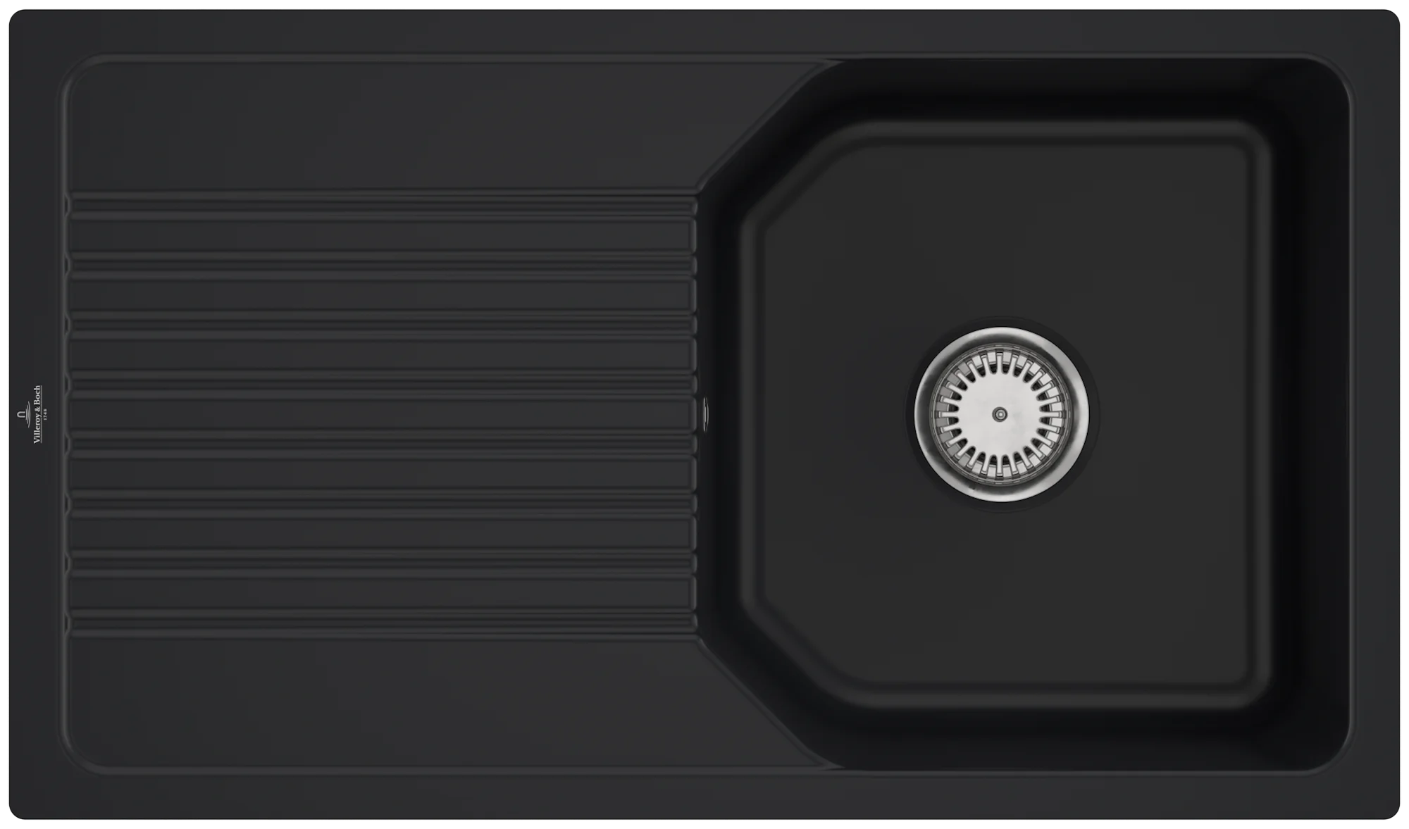 Villeroy & Boch Linara 50 Flat 33851F, flächenbündige Spüle Pure Black, 840x490mm