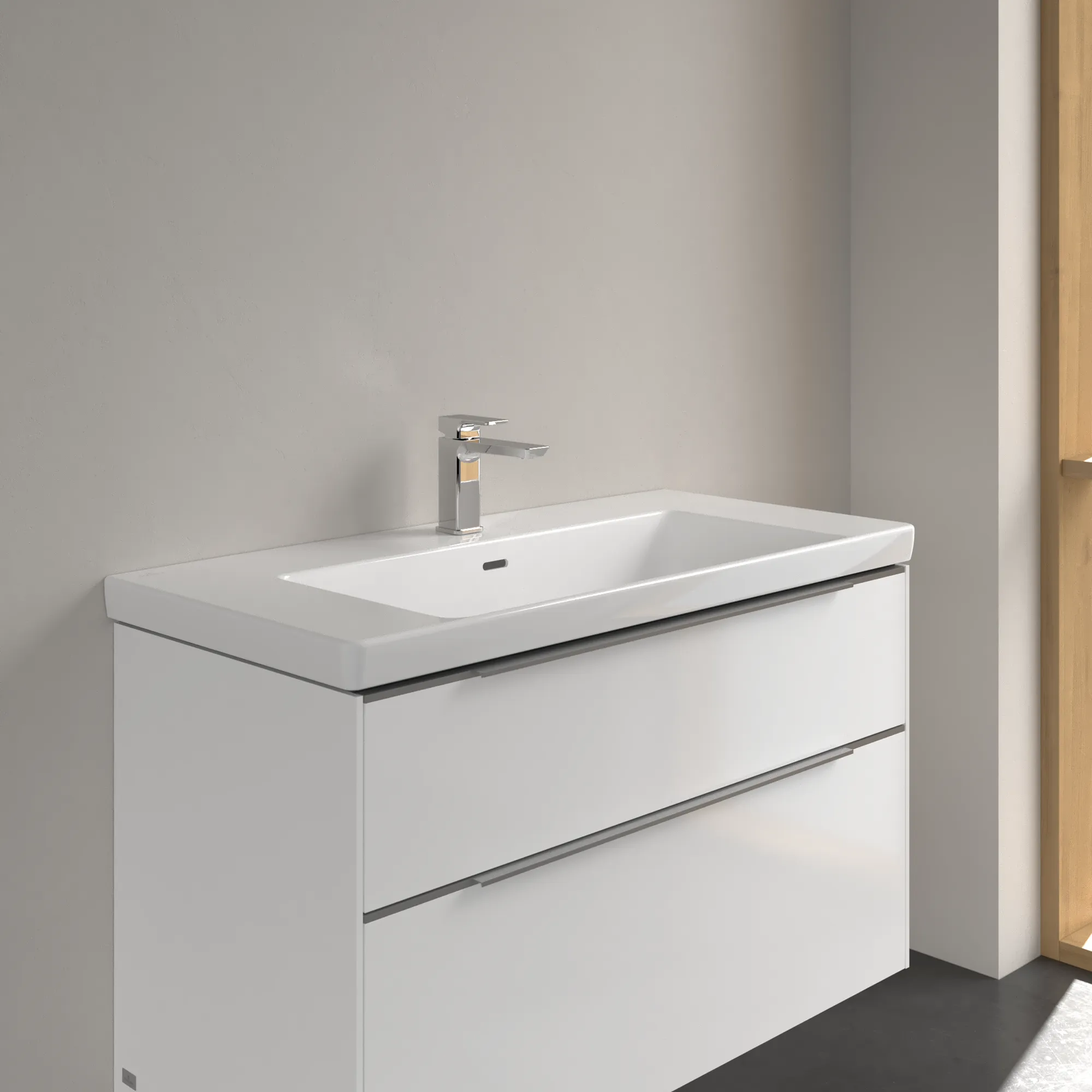Villeroy & Boch Wandwaschtisch aus TitanCeram „Subway 3.0“ 1000 × 470 × 165 mm, ohne Hahnlochbohrung, Hahnlochposition mittig in Weiß Alpin Villeroy & Boch Wandwaschtisch aus TitanCeram „Subway 3.0“ 1000 × 470 × 165 mm, ohne Hahnlochbohrung, Hahnlochposition mittig in Weiß Alpin