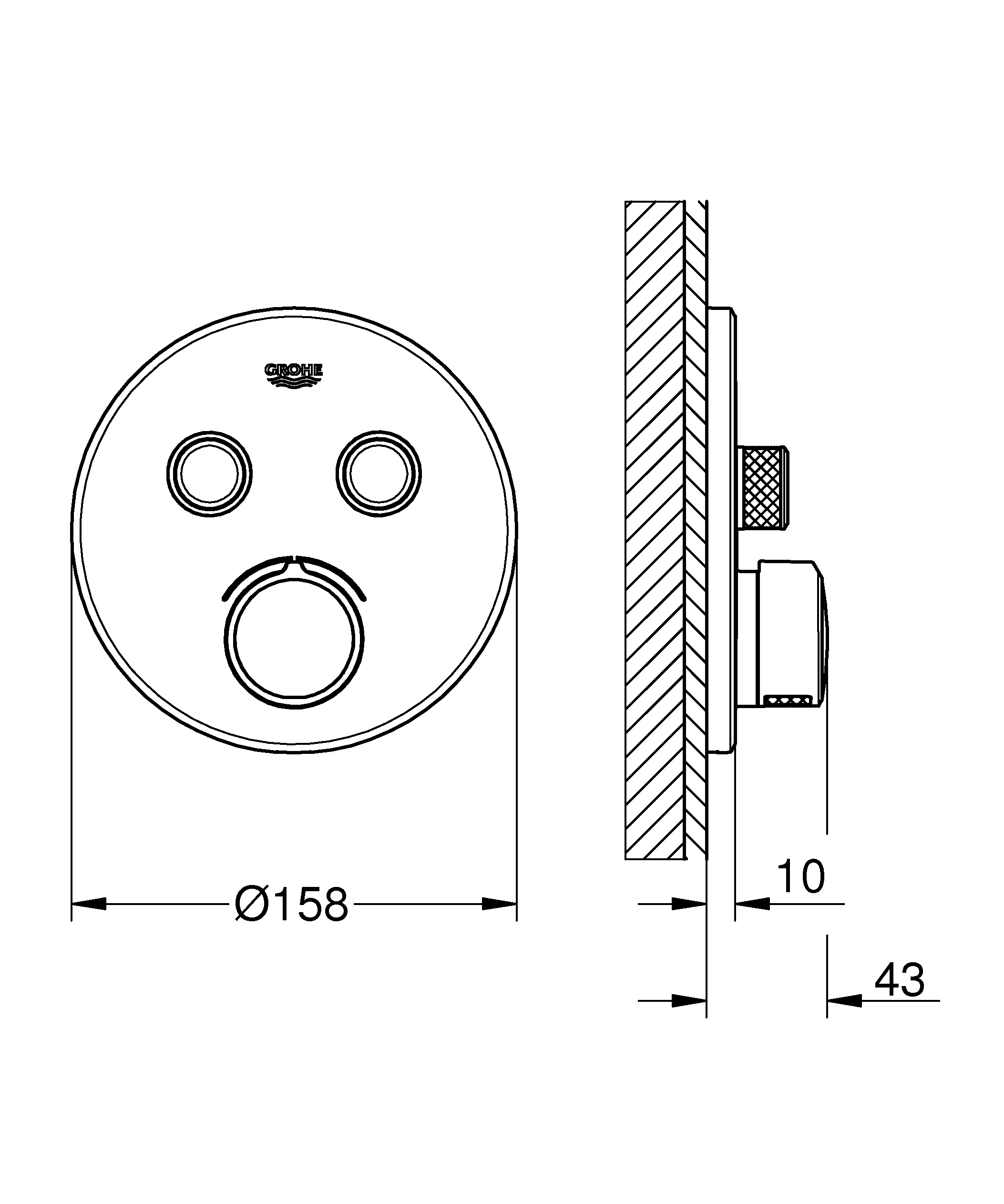 Unterputzmischer SmartControl 29145, mit 2 Absperrventilen, Fertigmontageset für Rapido SmartBox, Wandrosette rund, chrom