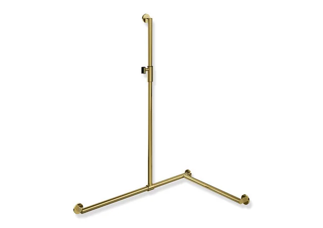 HEWI Duschhandlauf System 900, PVD-beschichtet in Gold glänzend, 1.250 mm senkrecht, 947 mm und 647 mm waagerecht, 32 mm Durchmesser, rechts