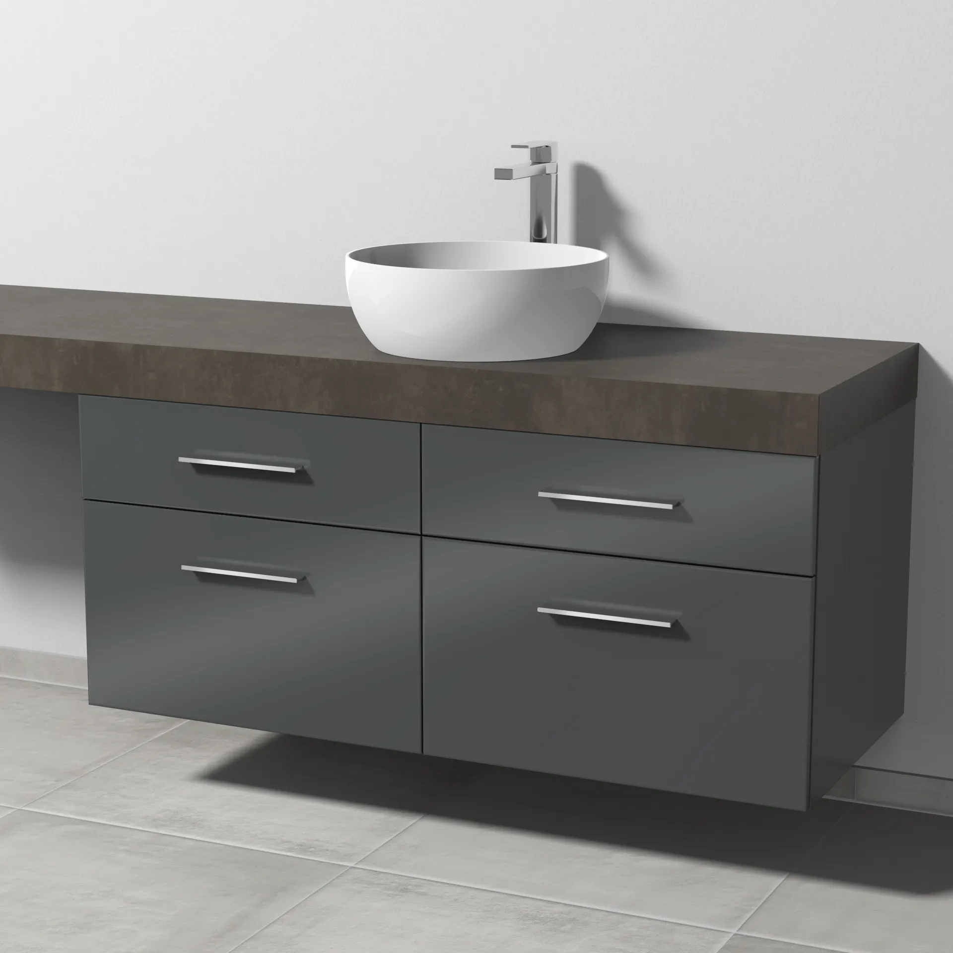 Sanipa Waschtischunterschrank „2morrow“ 1200 × 510 × 520 mm in Anthrazit (glanz)