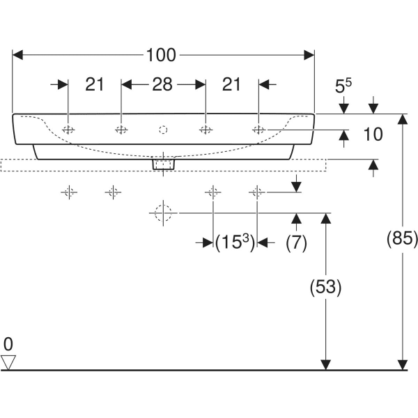 Aufsatzwaschtisch „Renova Plan“, rechteckig 100 × 48 cm in weiß alpin Aufsatzwaschtisch „Renova Plan“, rechteckig 100 × 48 cm in weiß alpin