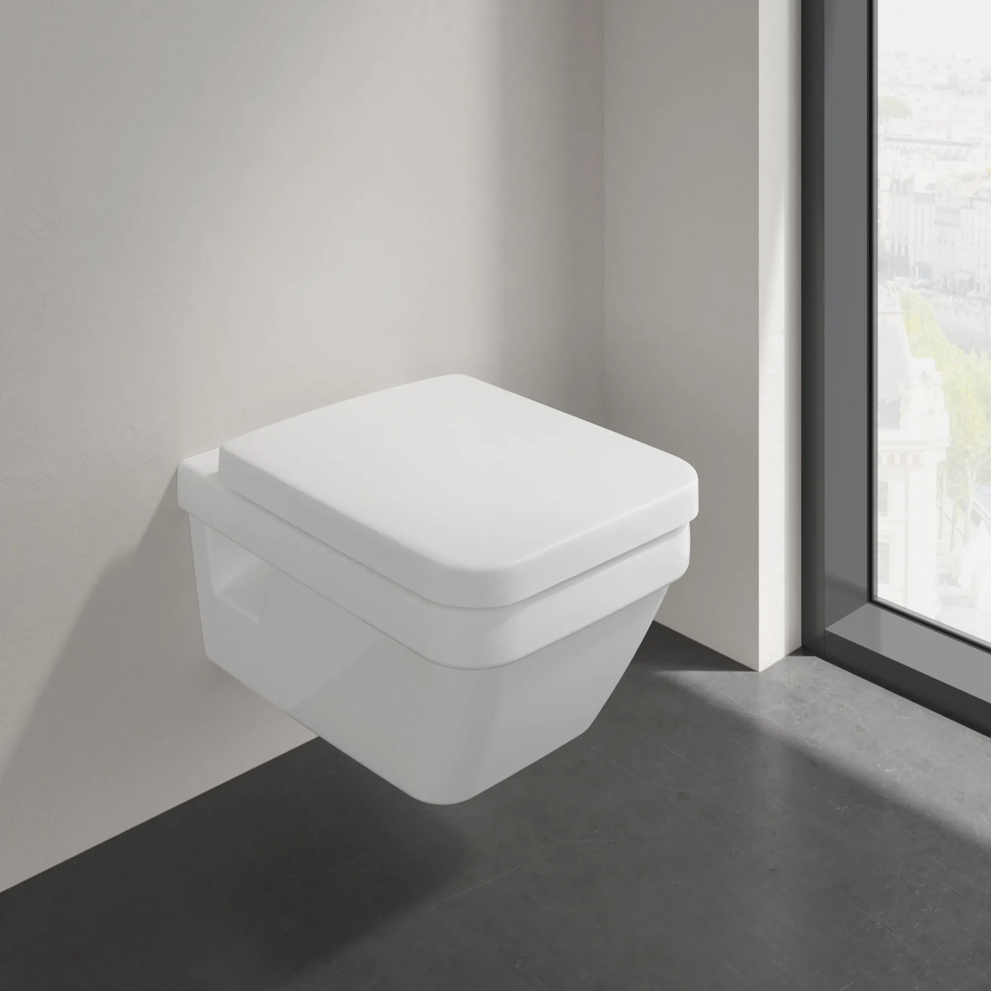 Wand-Tiefspül-WC Combi-Pack DirectFlush „Architectura“ 37 × 31,6 × 53 cm in Weiß Alpin, ohne Spülrand, Abgang waagerecht