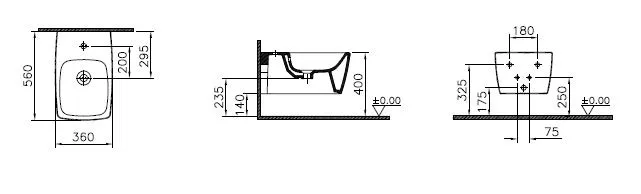 VitrA Metropole Wand-Bidet 36 x 56 cm, Steingrau Matt VitrA Metropole Wand-Bidet 36 x 56 cm, Steingrau Matt