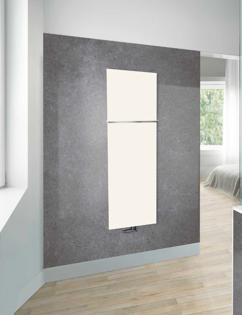 Zehnder Design-Elektroheizkörper „Fina Lean Bar“ 50 × 180 cm in White Aluminium (glänzend)