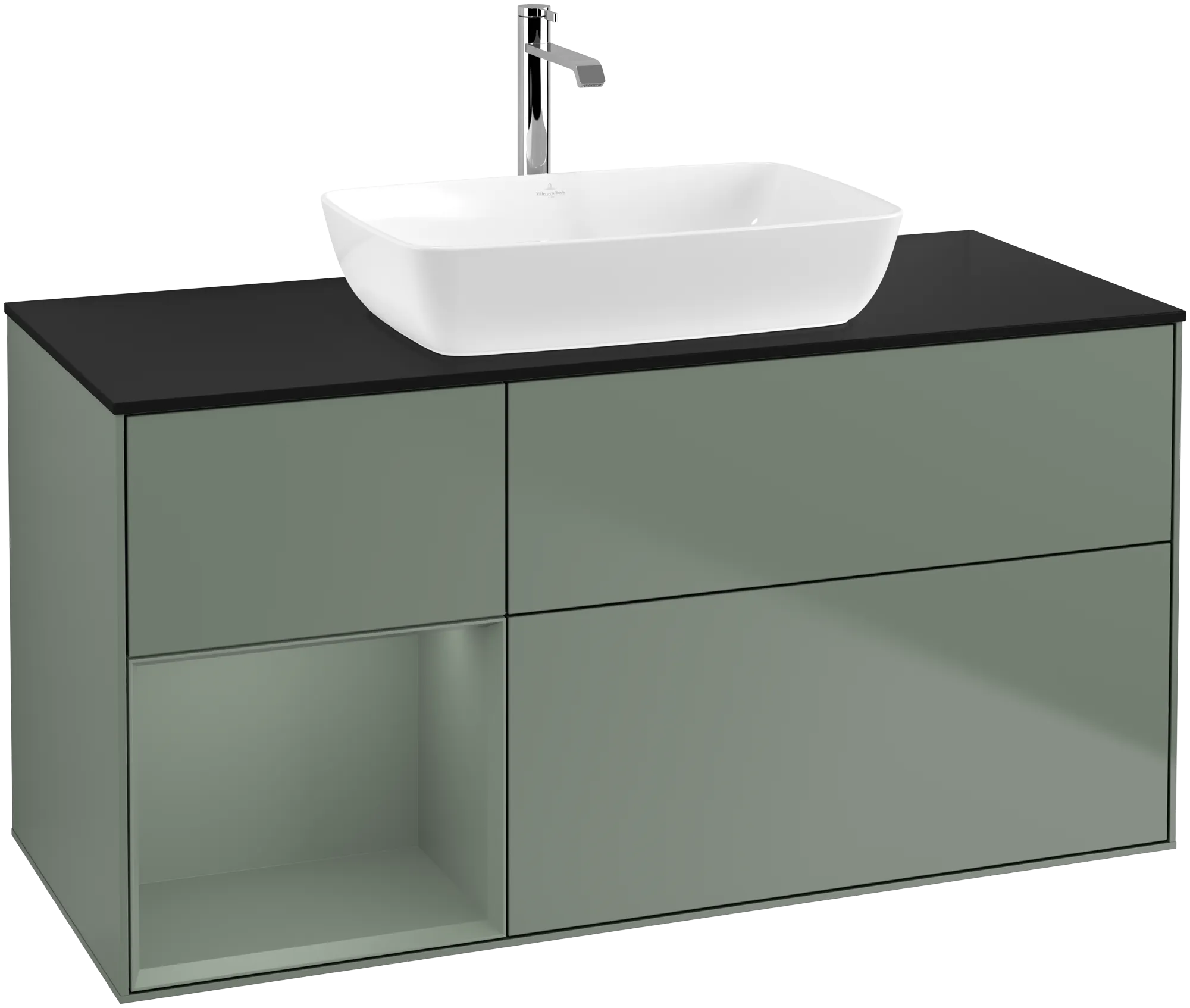 Villeroy & Boch Finion Waschbeckenunterschrank G82 1200x603x501mm Olive Matt Glass Black Matt