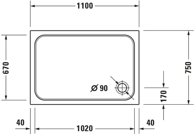 Duravit rechteck Duschwanne „D-Code“ 110 × 75 cm 