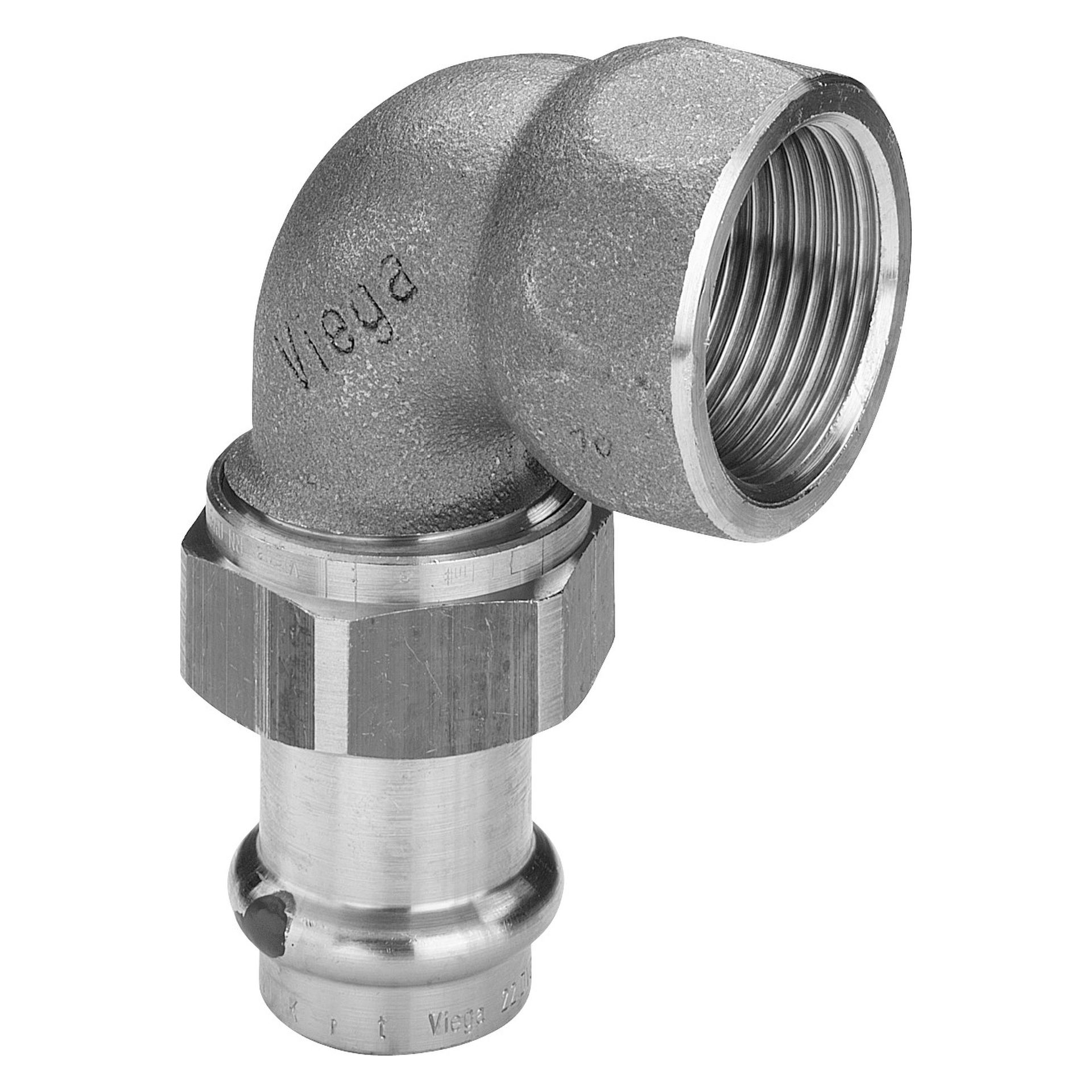 „Profipress“ 90°-Übergangsverschraubung mit 1 Muffe auf Innengewinde 42 mm × 1 1/2″ „Profipress“ 90°-Übergangsverschraubung mit 1 Muffe auf Innengewinde 42 mm × 1 1/2″