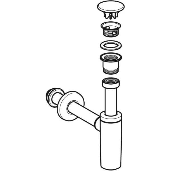 Waschbeckenablauf mit Geruchsverschluss, Ventilabdeckung und Manschette, Abgang horizontal, für ONE Waschtisch Abgang vertikal: d=32 / 40mm, G=1 1/4″, weiß / hochglanz-verchromt Waschbeckenablauf mit Geruchsverschluss, Ventilabdeckung und Manschette, Abgang horizontal, für ONE Waschtisch Abgang vertikal: d=32 / 40mm, G=1 1/4″, weiß / hochglanz-verchromt