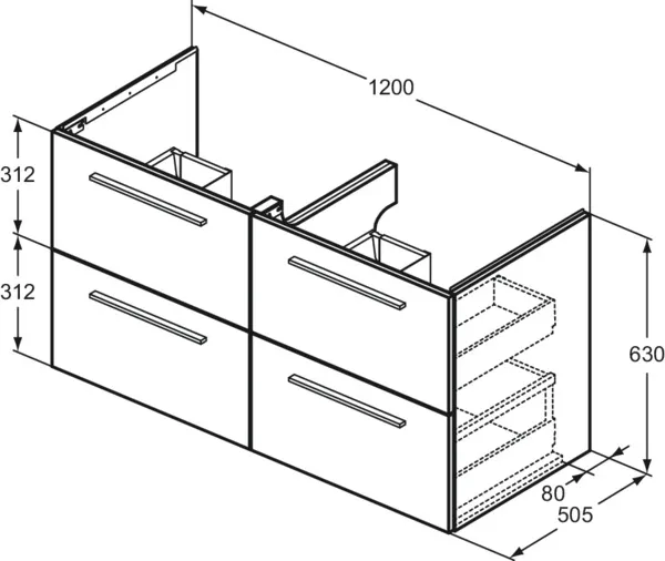 Ideal Standard Möbel-Set 160cm i.life B 4 Auszüge 2 offene Fächer Griff Schwarz Weiß matt Ideal Standard Möbel-Set 160cm i.life B 4 Auszüge 2 offene Fächer Griff Schwarz Weiß matt