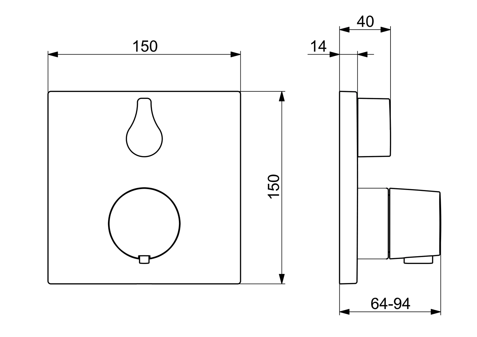 HansaLIVING Wannen- und Brausearmatur Fertigmontageset für Wanne/Brause HansaLIVING 8114 Rosette eckig mit Sicherungseinrichtung Chrom