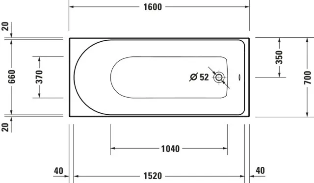 Duravit Badewanne „D-Neo“ rechteck 160 × 70 cm, Fußablauf