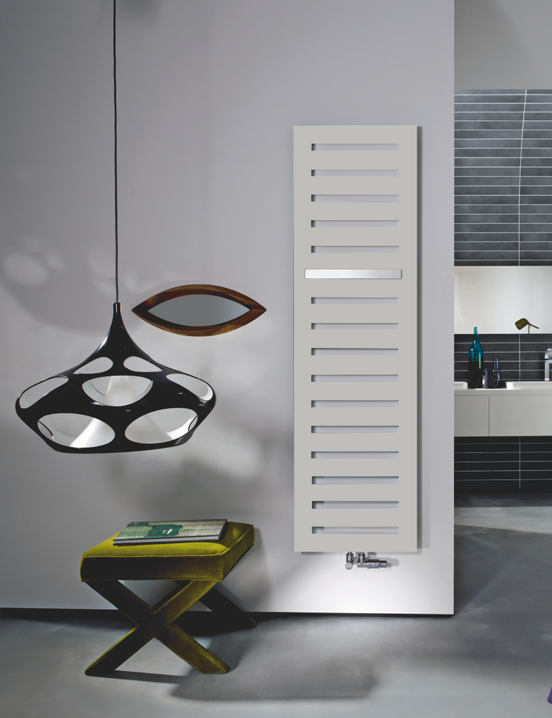 Zehnder Design-Handtuchwärmer „Metropolitan Bar“ mit Heizstab IHE 40 × 80,5 cm in Verkehrsweiß (RAL 9016, glänzend)