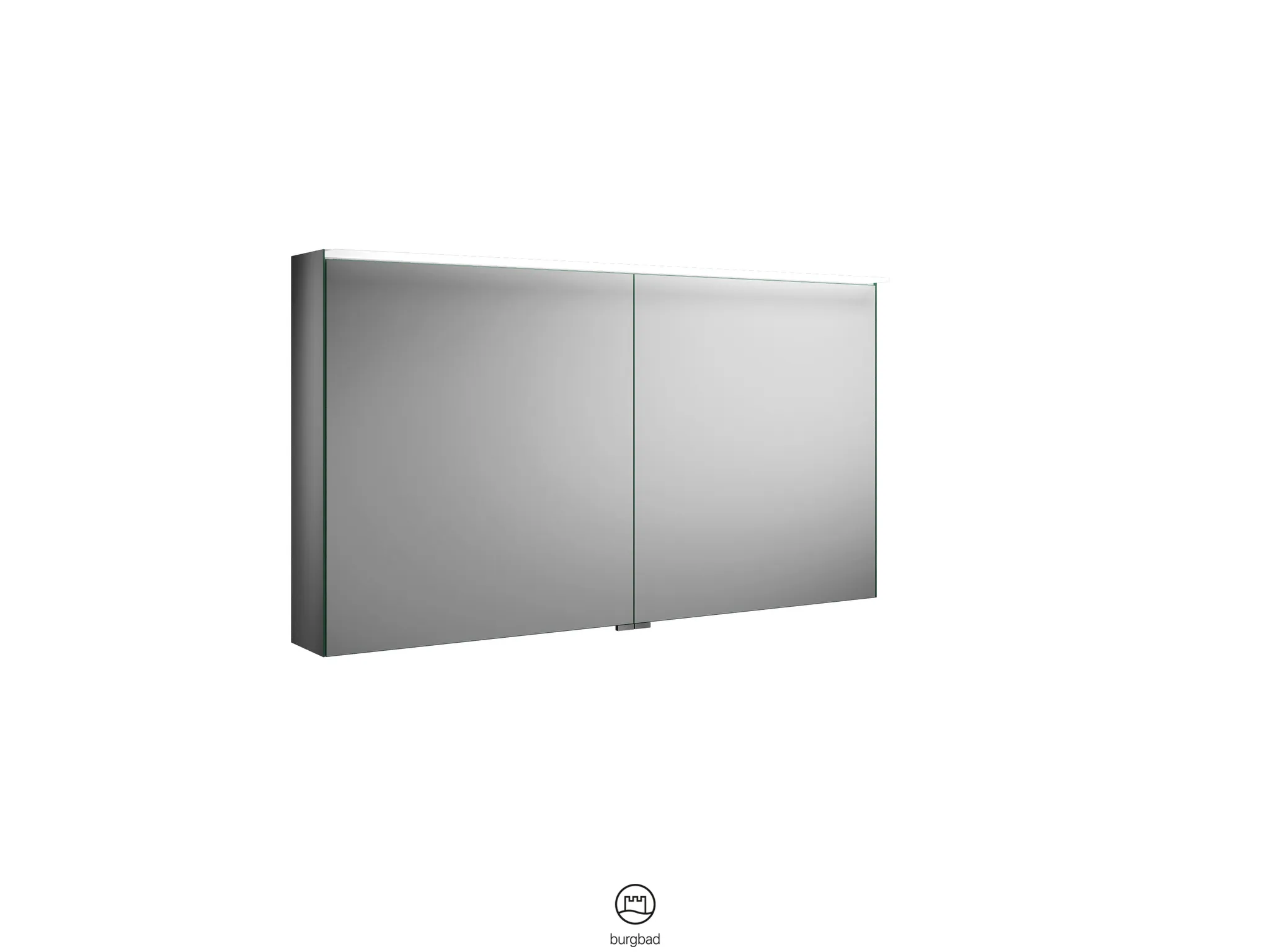 Spiegelschrank Fiumo von burgbad - beidseitig verspiegelt, LED-Aufsatzleuchte 4200 K, Anthrazitgrau, 1.206 x 200 x 670 mm