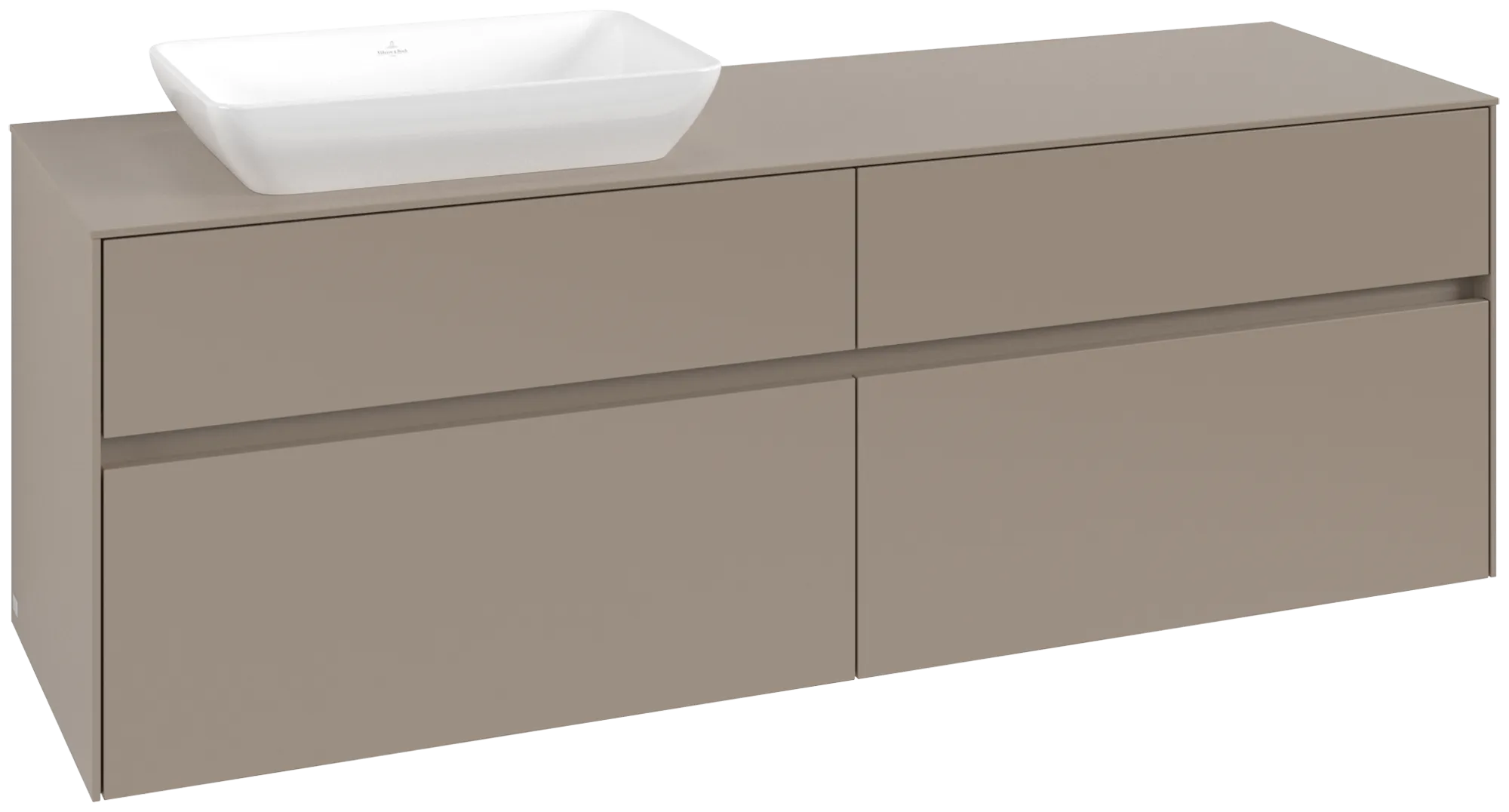 Villeroy & Boch Waschtischunterschrank „Collaro“ 1600 × 548 × 500 mm Taupe, ohne Beleuchtung, für Becken links