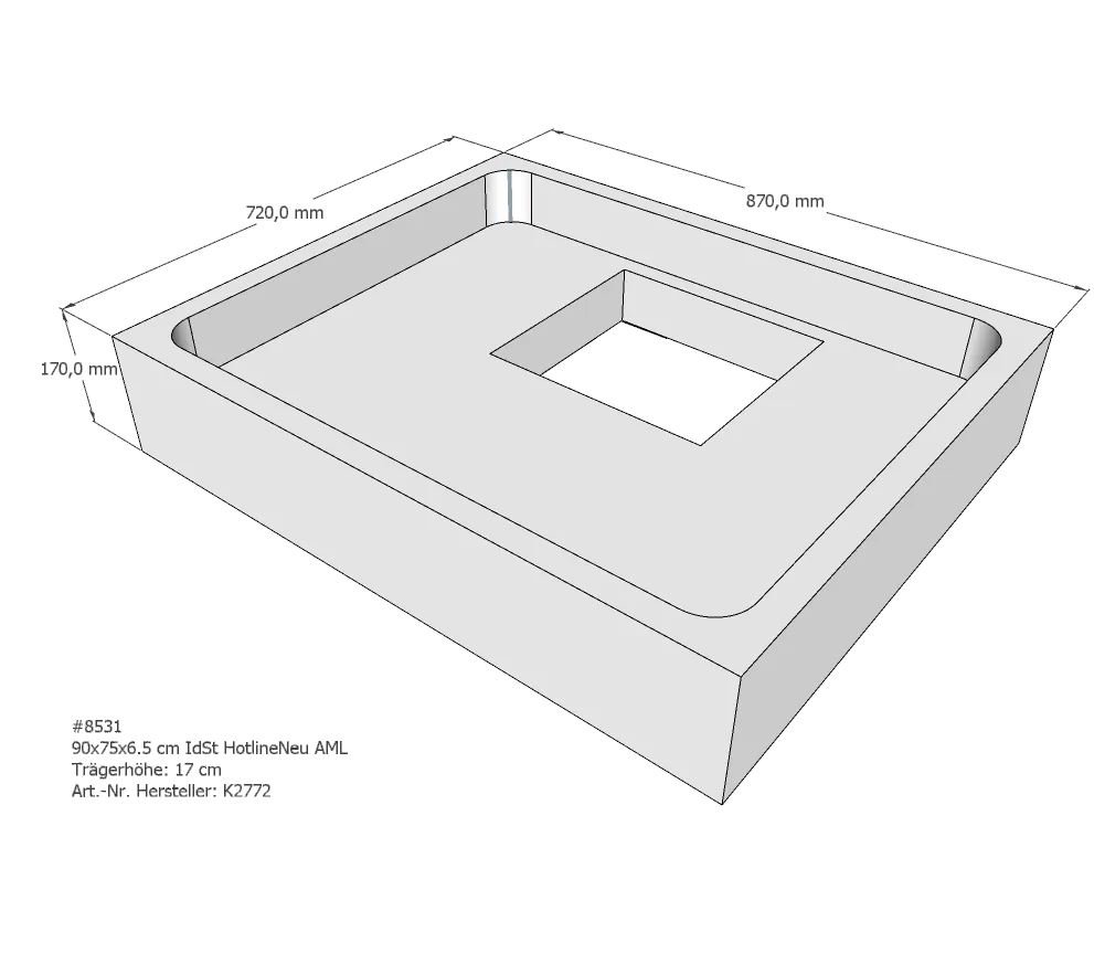 Duschwannenträger für Ideal Standard HotlineNeu 90 × 75 × 6,5 cm