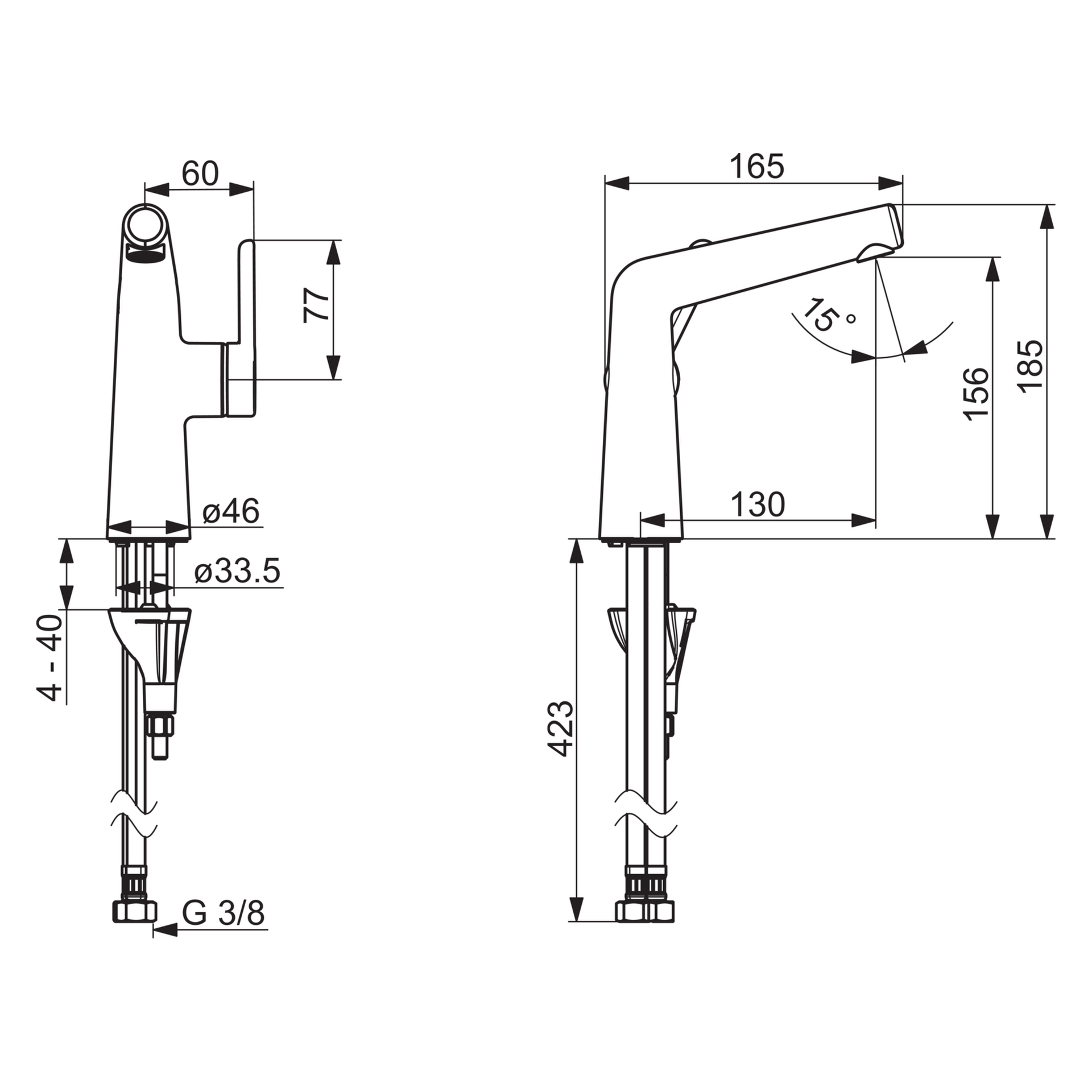 HansaDESIGNO Style Waschtischarmatur 5192, Chrom, DN15 HansaDESIGNO Style Waschtischarmatur 5192, Chrom, DN15