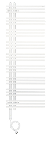 Zehnder Design-Elektroheizkörper „Yucca Asym“ 47,8 × 87,2 cm in Verkehrsweiß (RAL 9016, glänzend)