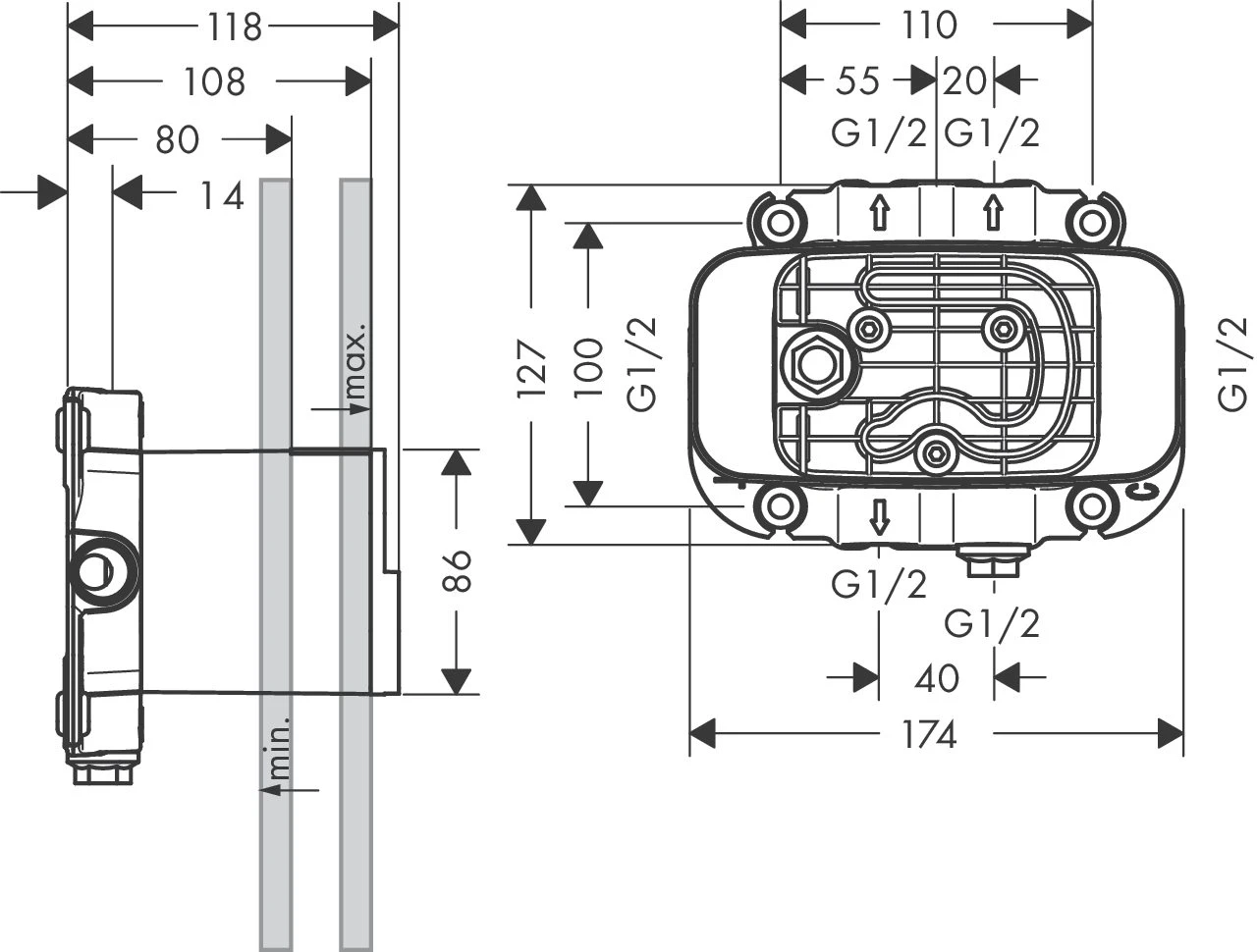 Thermostatmodul Unterputz Axor One Grundset