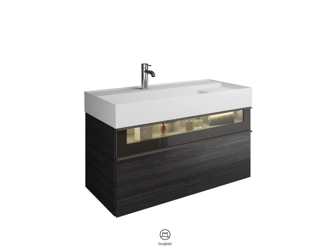 burgbad Yumo Mi-Waschtisch inkl. WTU SFMX102, Mineralguss, 470x1015x610mm, PG1 burgbad Yumo Mi-Waschtisch inkl. WTU SFMX102, Mineralguss, 470x1015x610mm, PG1