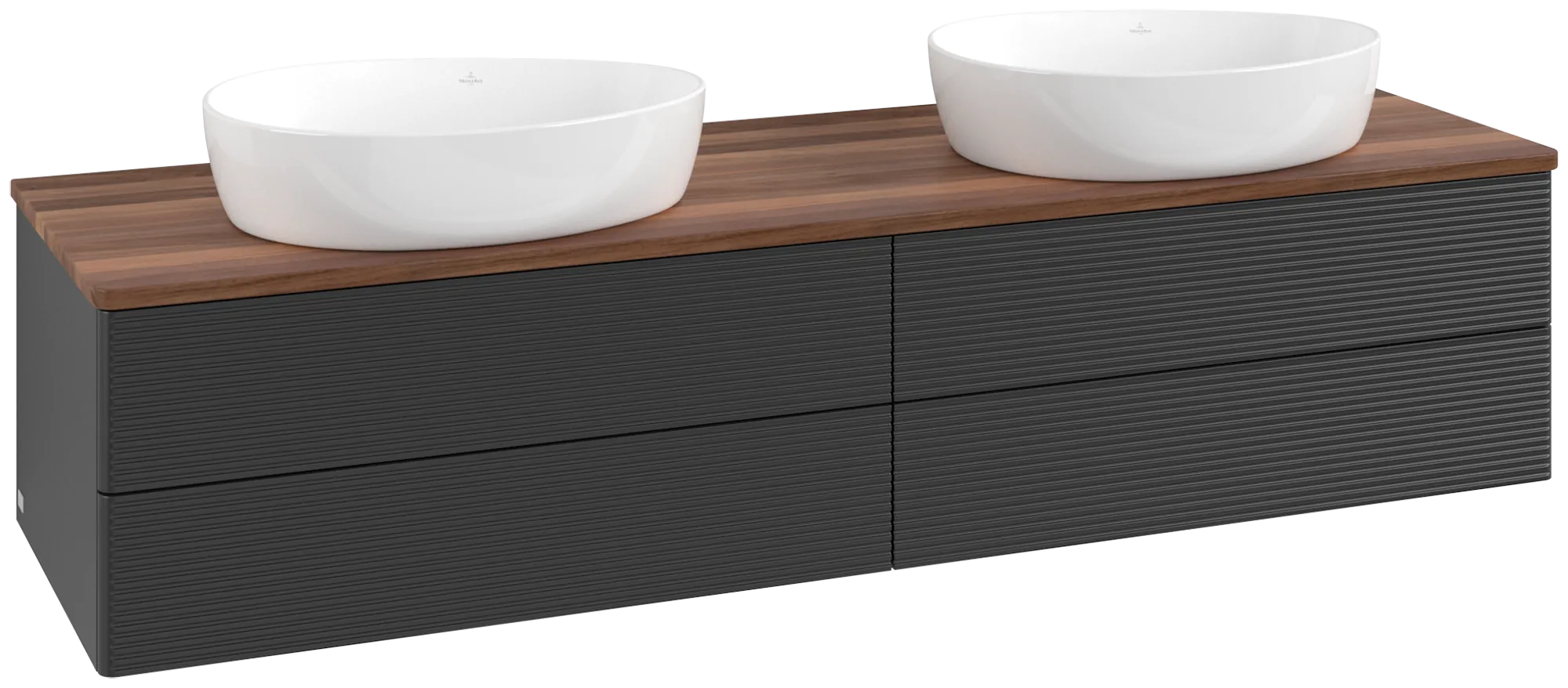 Villeroy & Boch Antao Waschbeckenunterschrank K28_1, 1600 x 360 x 500 mm, Black Matt Lacquer / Warm Walnut