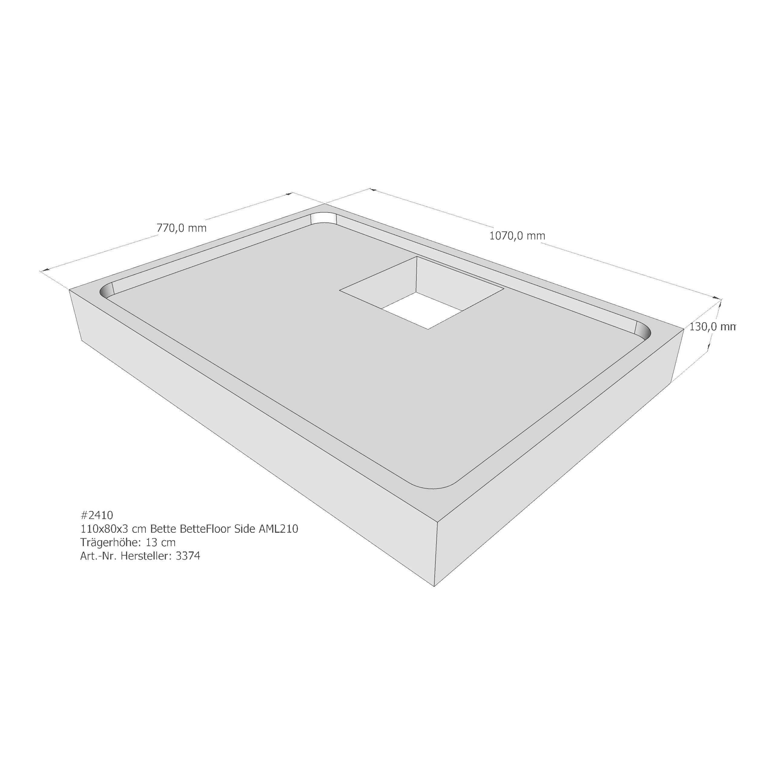 Duschwannenträger für Bette BetteFloor Side 110 × 80 × 3 cm