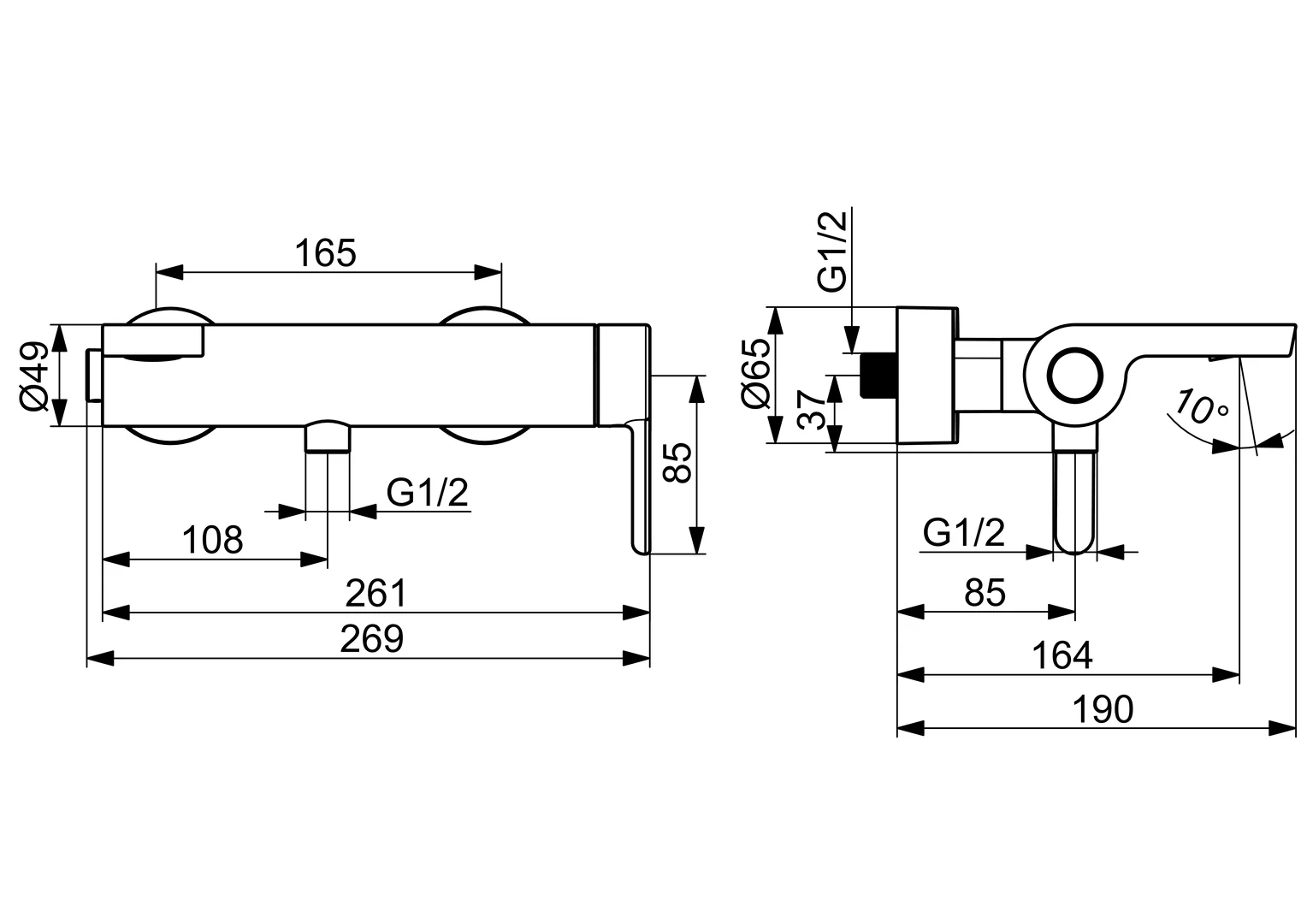 HansaDESIGNO Style EHM Wannenfüll- und Brausebatterie Chrom