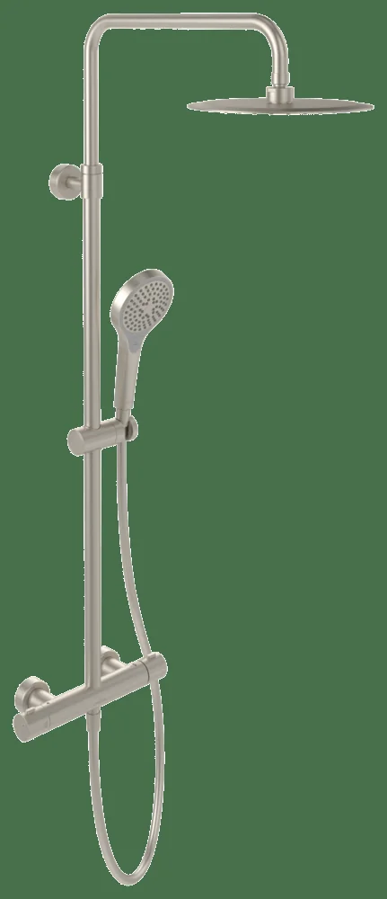 Villeroy & Boch Verve Showers Duschsystem mit drei Funktionen TVS109005000, Wandmontage, Brushed Nickel Matt Villeroy & Boch Verve Showers Duschsystem mit drei Funktionen TVS109005000, Wandmontage, Brushed Nickel Matt