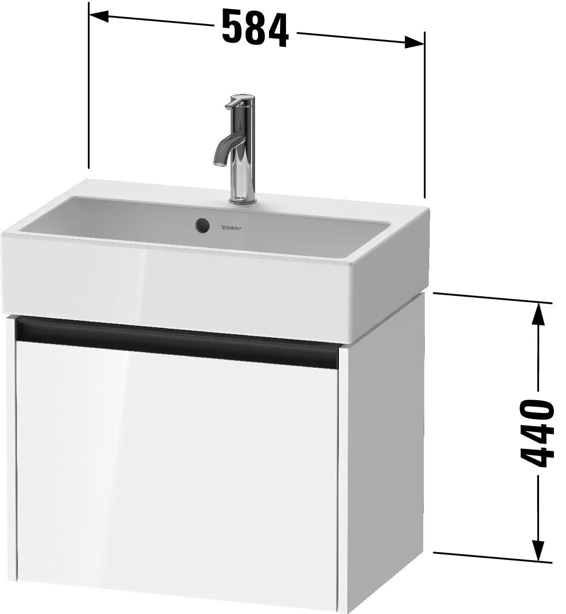 Duravit Waschtischunterschrank wandhängend „Ketho.2“ 58,4 × 44 × 39 cm in Betongrau Matt