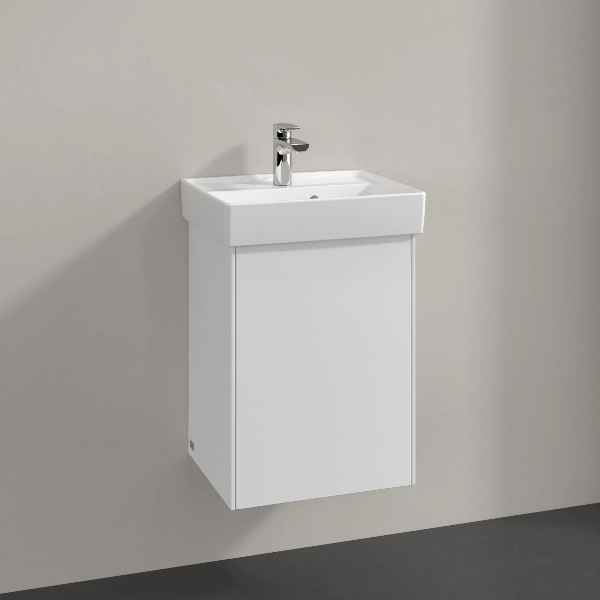 Villeroy & Boch Waschtischunterschrank mit Tür „Collaro“ 410 × 546 × 344 mm Glossy White, für Becken mittig, Anschlag links, ohne Beleuchtung