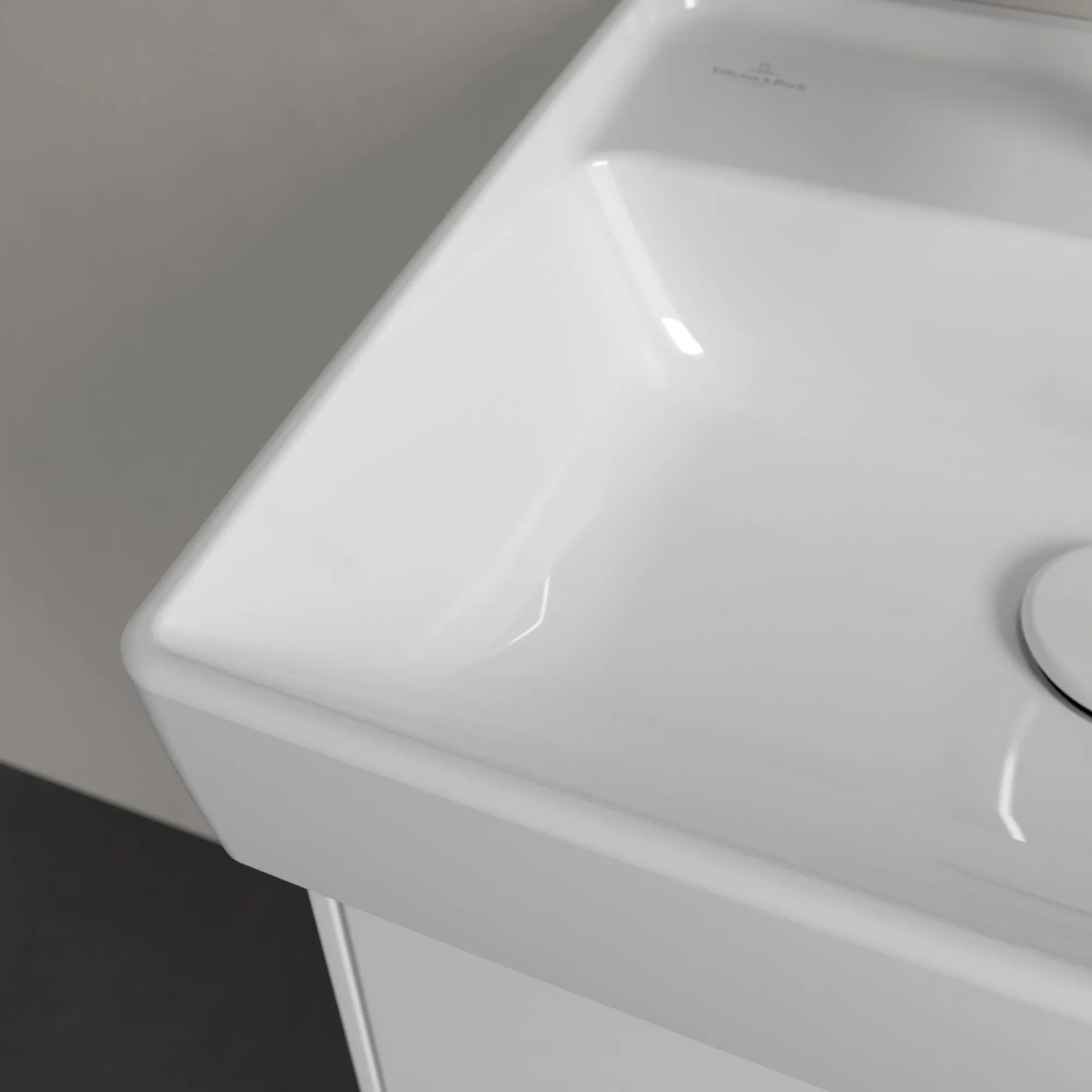 Villeroy & Boch Handwaschbecken aus TitanCeram „Collaro“ 450 × 370 × 150 mm, mit Hahnlochbohrung, Hahnlochposition mittig in Weiß Alpin Villeroy & Boch Handwaschbecken aus TitanCeram „Collaro“ 450 × 370 × 150 mm, mit Hahnlochbohrung, Hahnlochposition mittig in Weiß Alpin