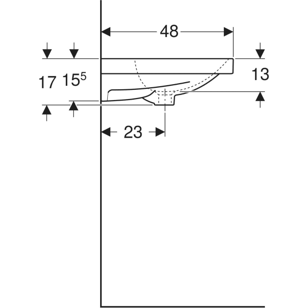 Wandwaschtisch „Acanto“, rechteckig 120 × 48,2 cm in weiß alpin mit KeraTect®
