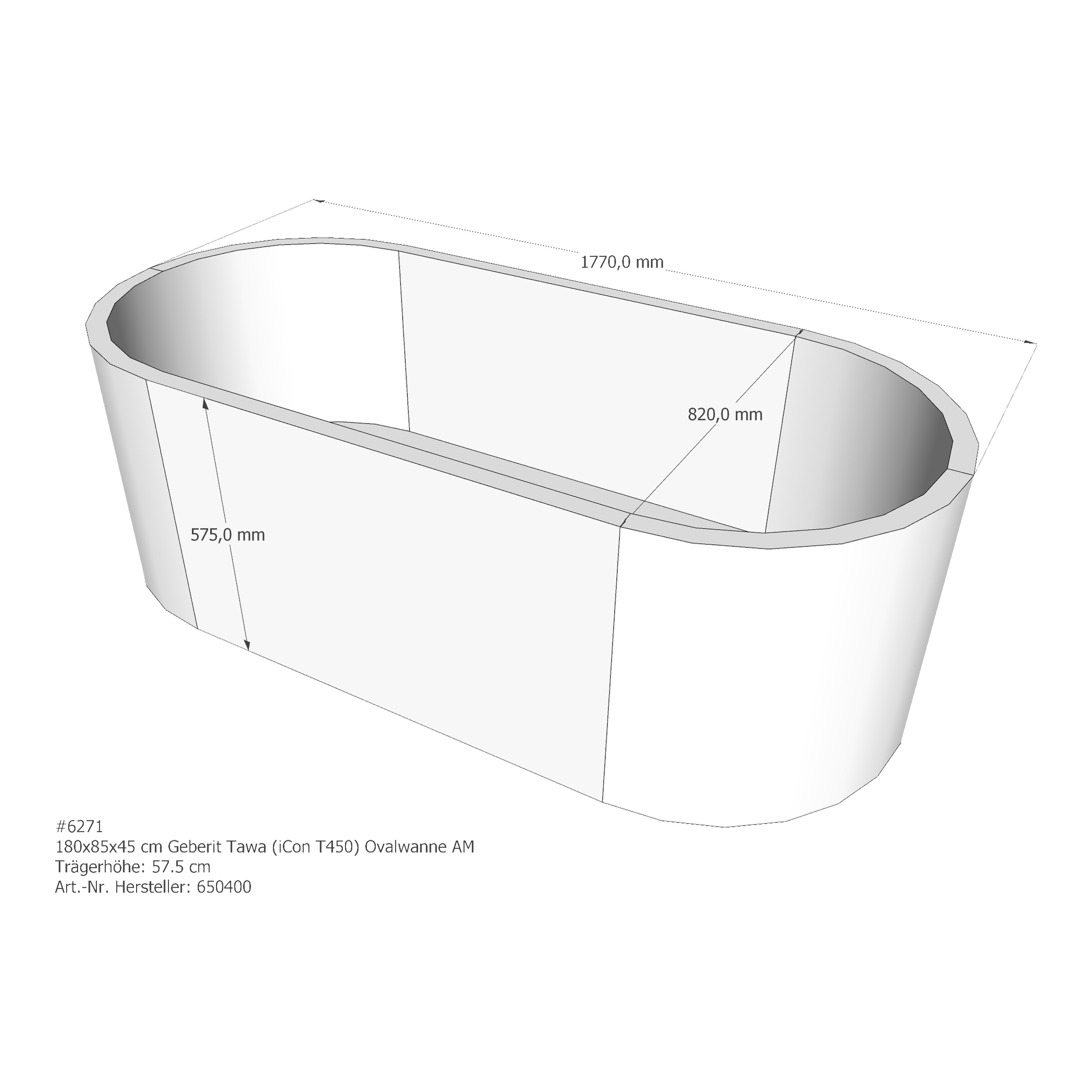 Badewannenträger für Geberit Tawa (iCon T450) 180 × 85 × 45 cm Badewannenträger für Geberit Tawa (iCon T450) 180 × 85 × 45 cm